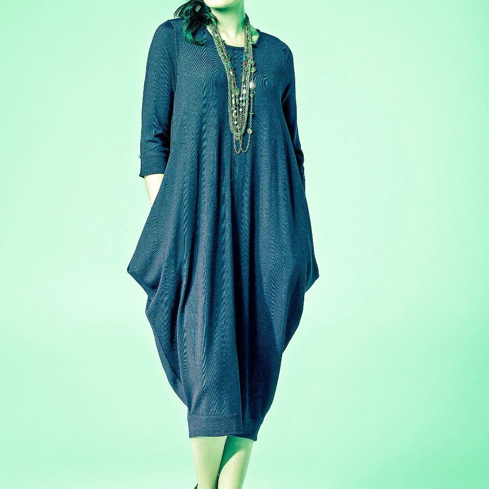 KAFTAN DRESS WOOL JERSEY MADE IN EUROPE